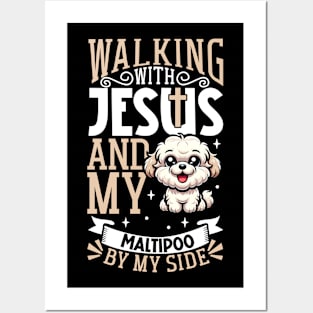 Jesus and dog - Maltipoo Posters and Art